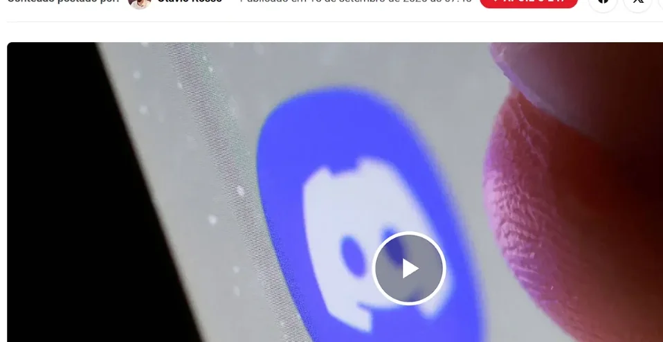 Notícia do g1 sobre menina encontrada após contato pelo Discord