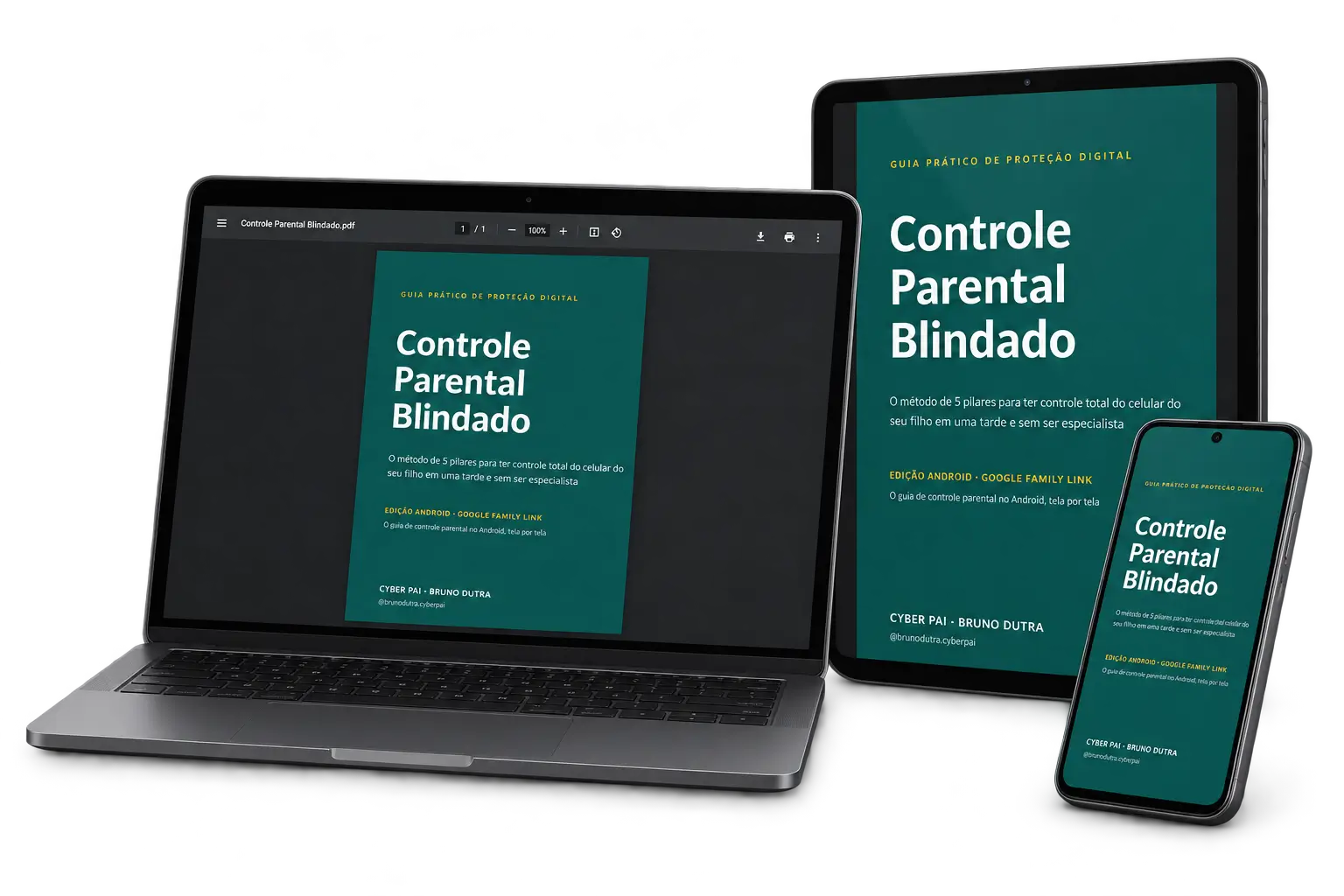 Guia Controle Parental Blindado exibido em notebook, tablet e celular